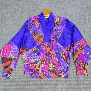 VTG 90s Nike Elite Windbreaker Jacket Purple Floral Abstract Full Zip Mens XL